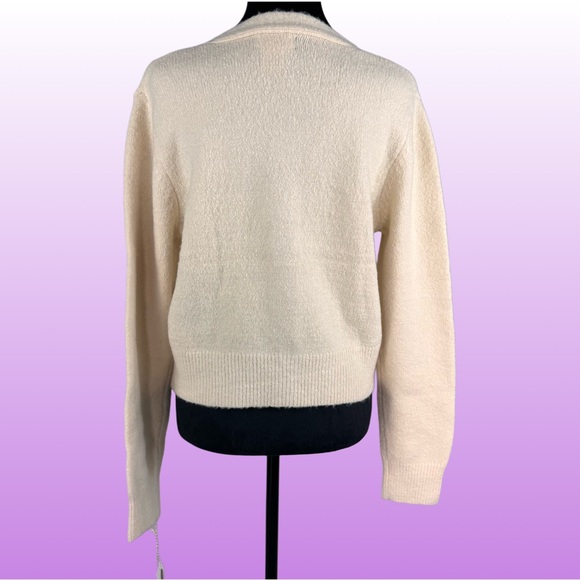 Jessica Simpson Women’s Crop Cardigan Sweater Embroidered Floral Cream NEW - Picture 4 of 11